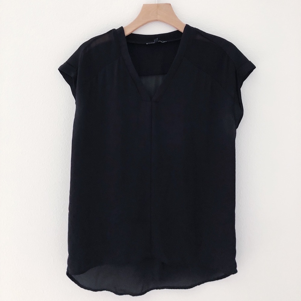 Ro & De Women’s black blouse shirt top S 4 6